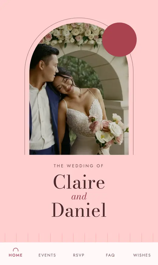 The Blush · Arch home screen for the sample couple