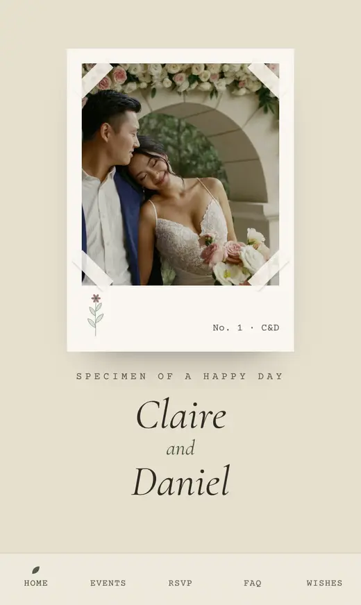 The Herbarium home screen for the sample couple