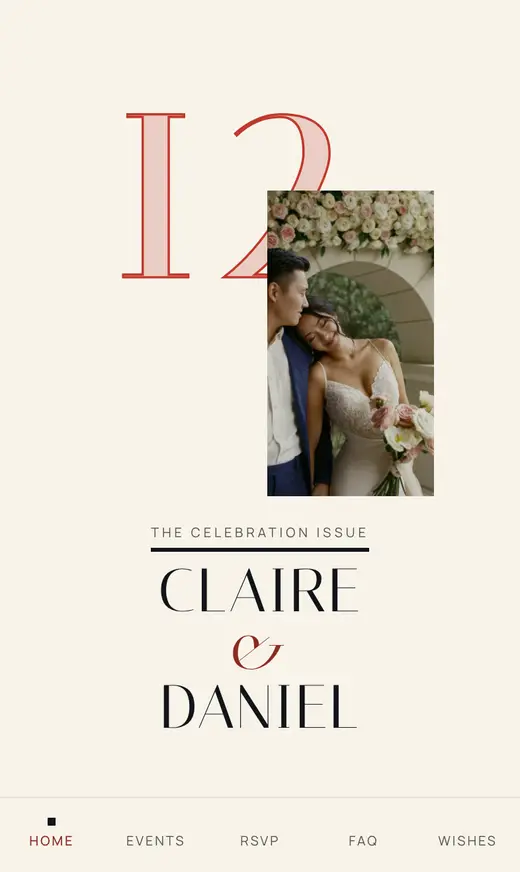 The Milestone home screen for the sample couple