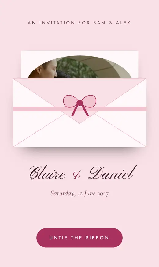 The Satin Ribbon invitation opening on a phone