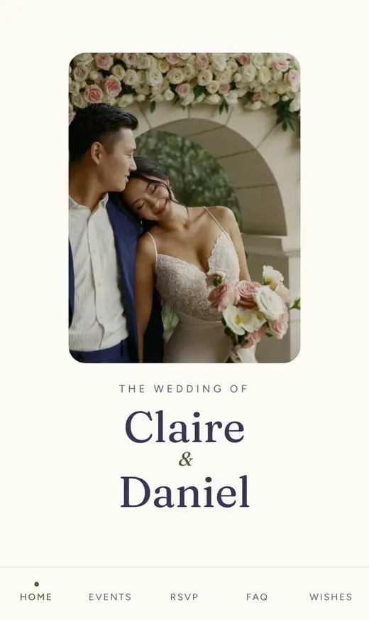 The Wildflower home screen for the sample couple
