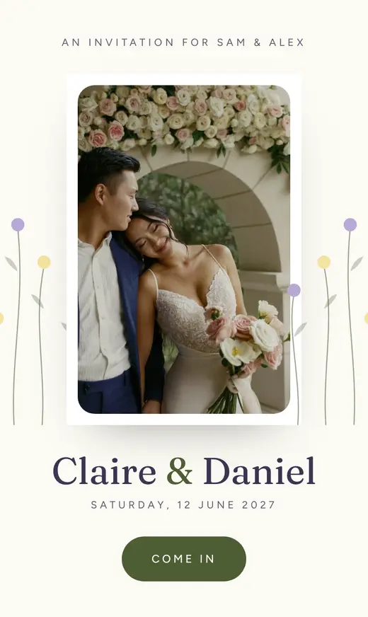 The Wildflower invitation opening on a phone